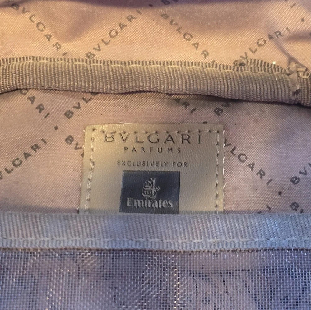 Bvlgari Parfums Set Of 2 Gray Canvas Zip Cosmetic Toiletry Cases